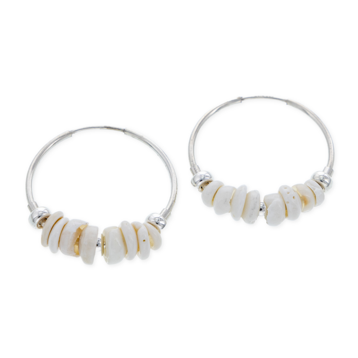 Puka Mini Hoop Earrings - Silver - 21 Degrees North Designs - 21ºN