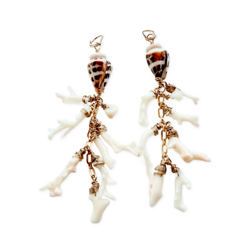 Cone and Coral Drop Earrings - 21 Degrees North Designs - 21ºN