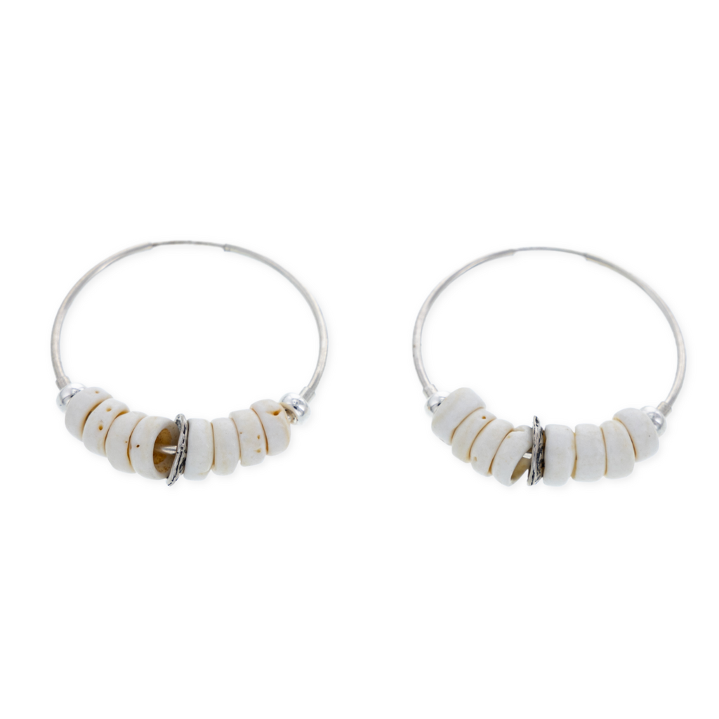Puka Lii Hoop Earrings - Silver - 21 Degrees North Designs - 21ºN